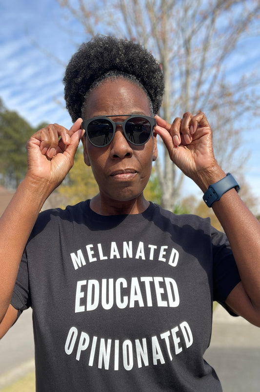 Melanated Educated Opinionated Tri-Blend  T-Shirt