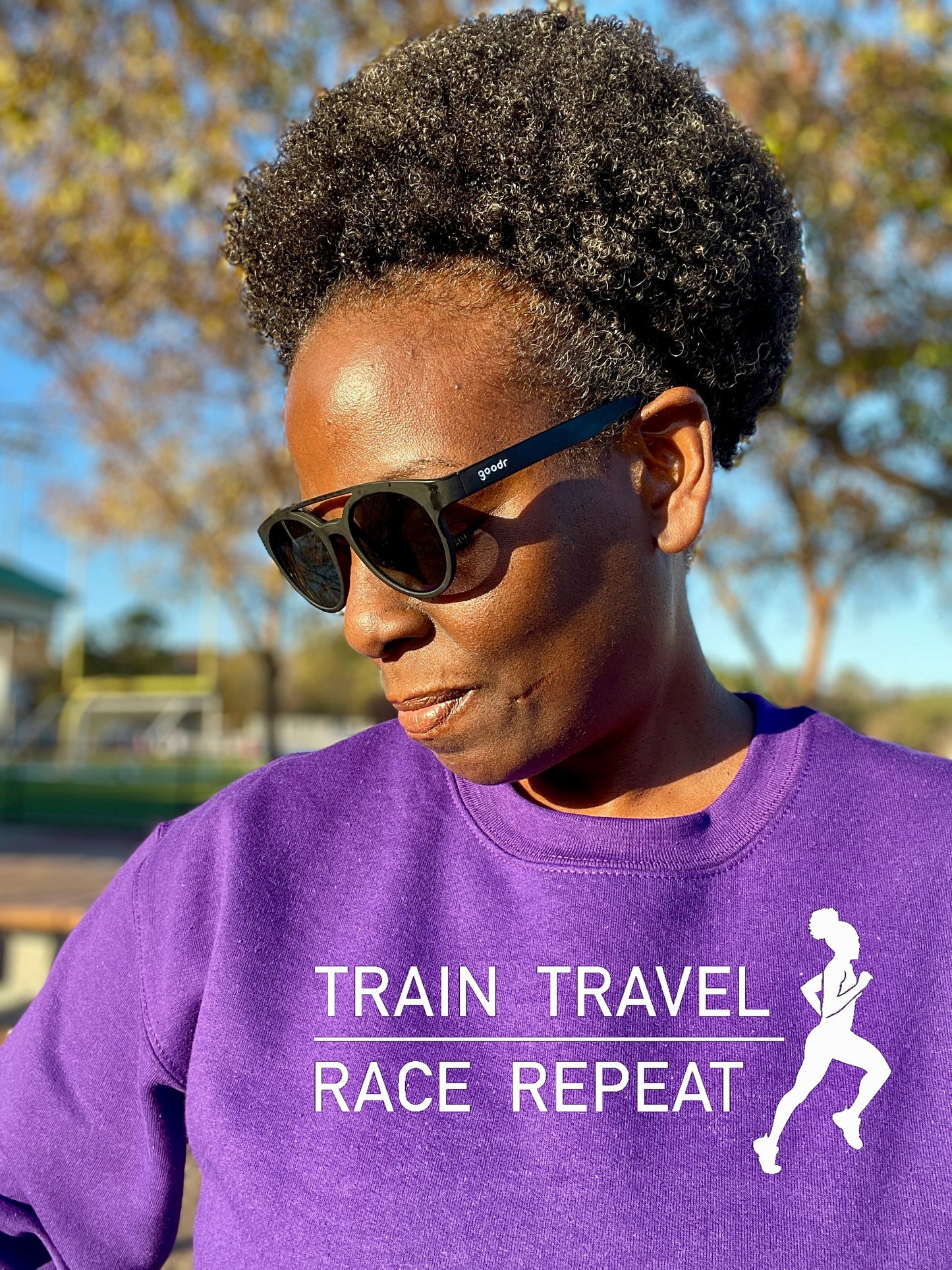 Train Travel Race Repeat Crewneck Sweatshirt