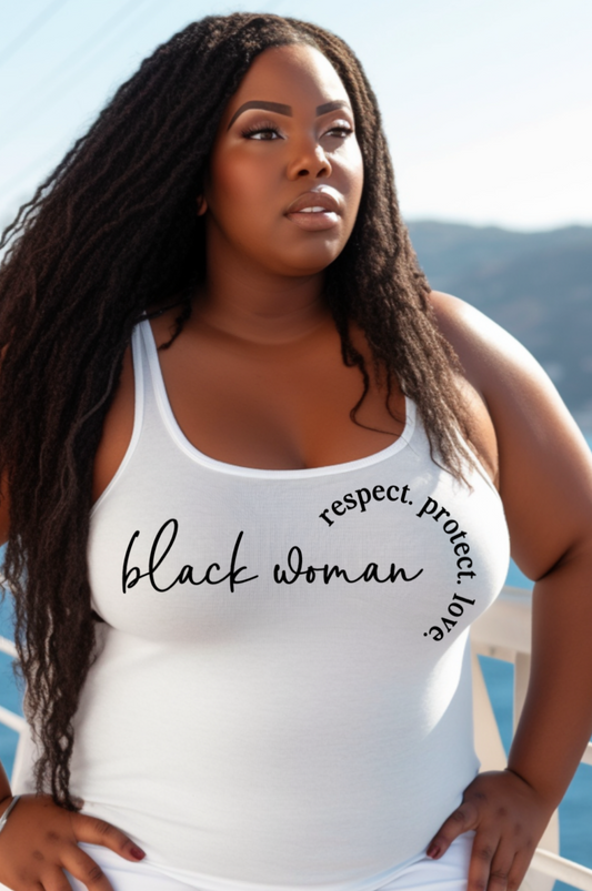 Black Woman Respect, Protect, Love  Racerback Tank Top