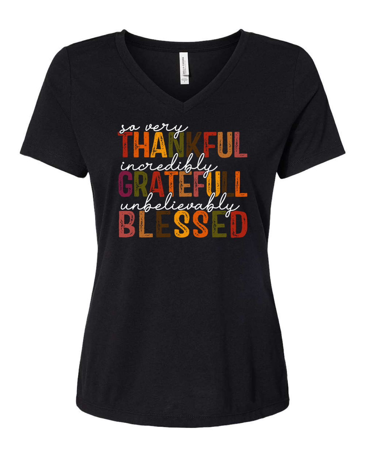 Thankful Grateful Blessed Tri- Blend V-Neck T-Shirt