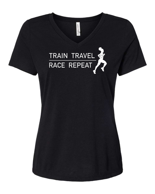 Train Travel Race Repeat Performance Shirt V-Neck Shirt
