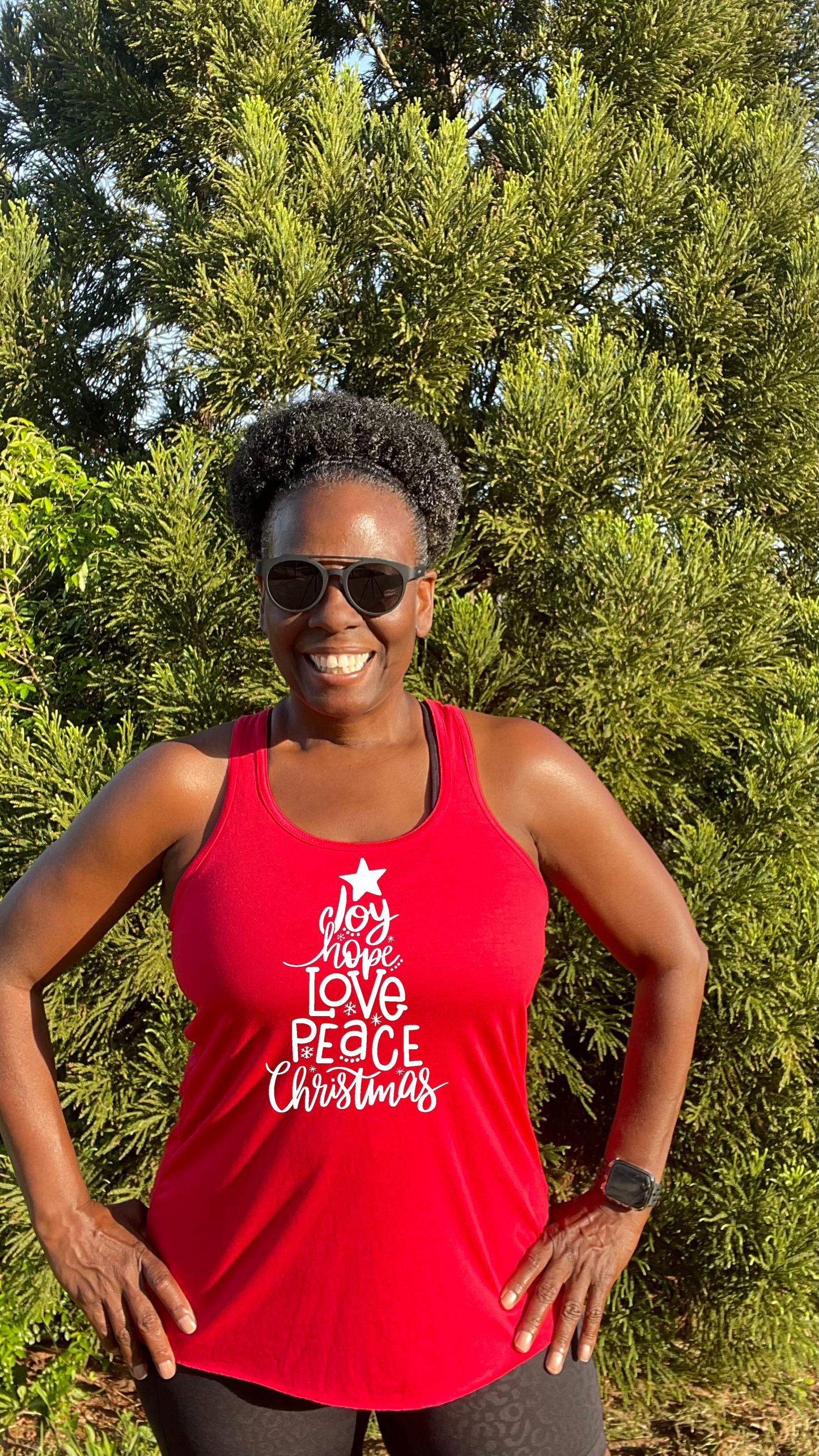 Joy Hope Love Peace Christmas Racerback Tank Top