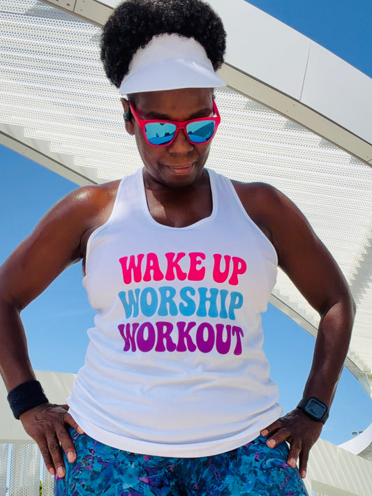 Wake Up Worship Racerback Tank Top