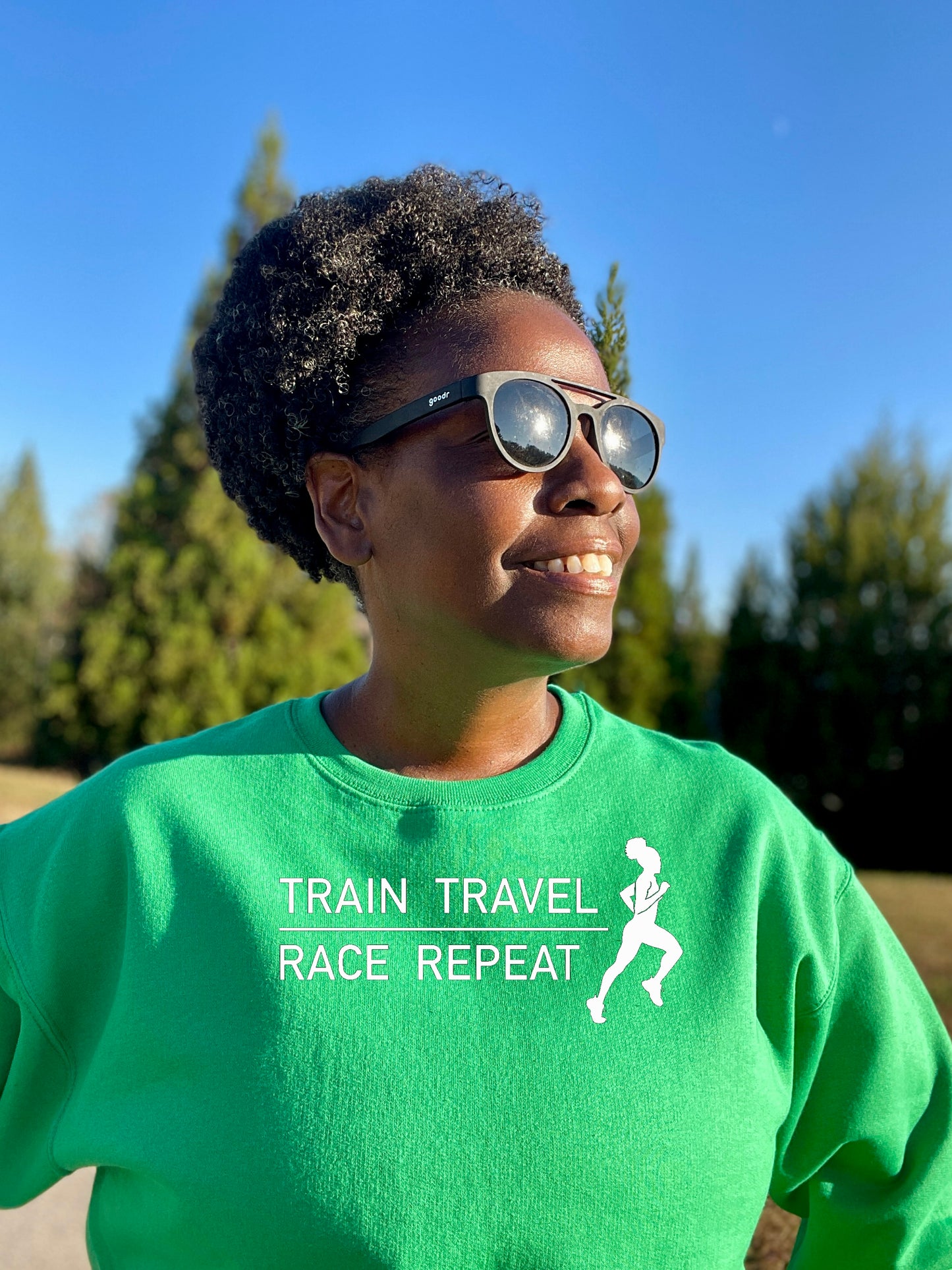 Train Travel Race Repeat Crewneck Sweatshirt