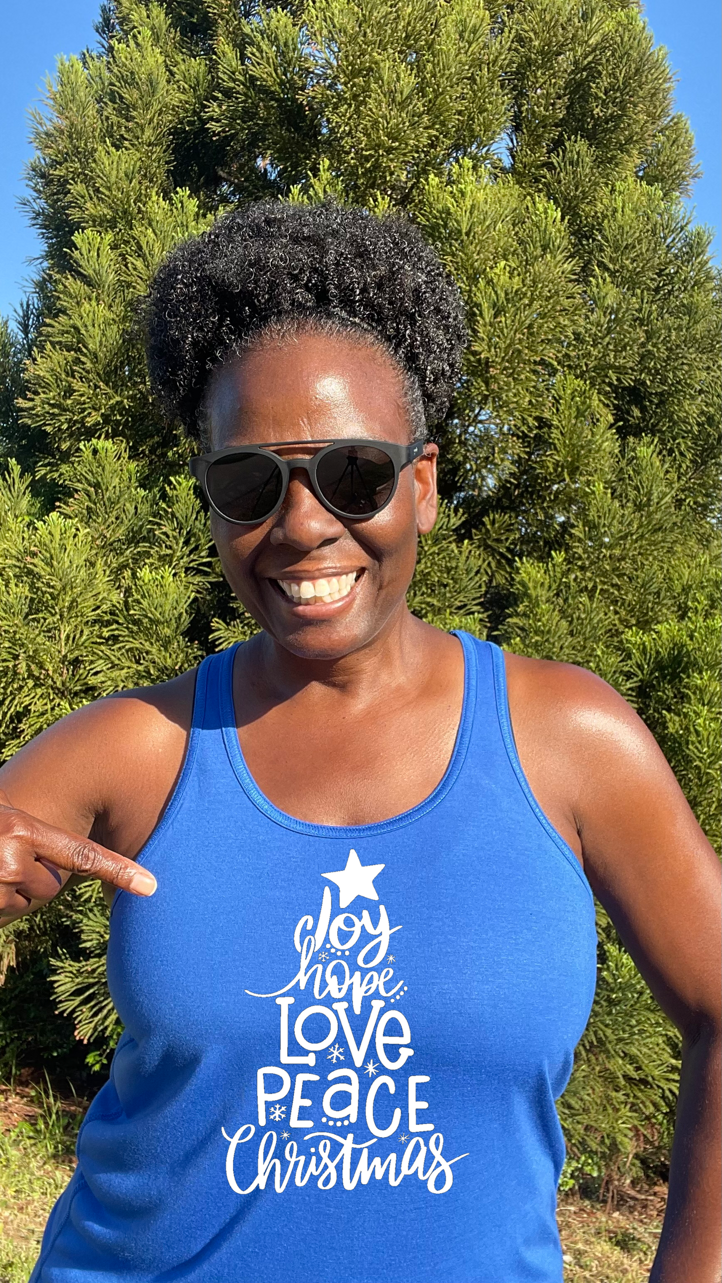 Joy Hope Love Peace Christmas Racerback Tank Top