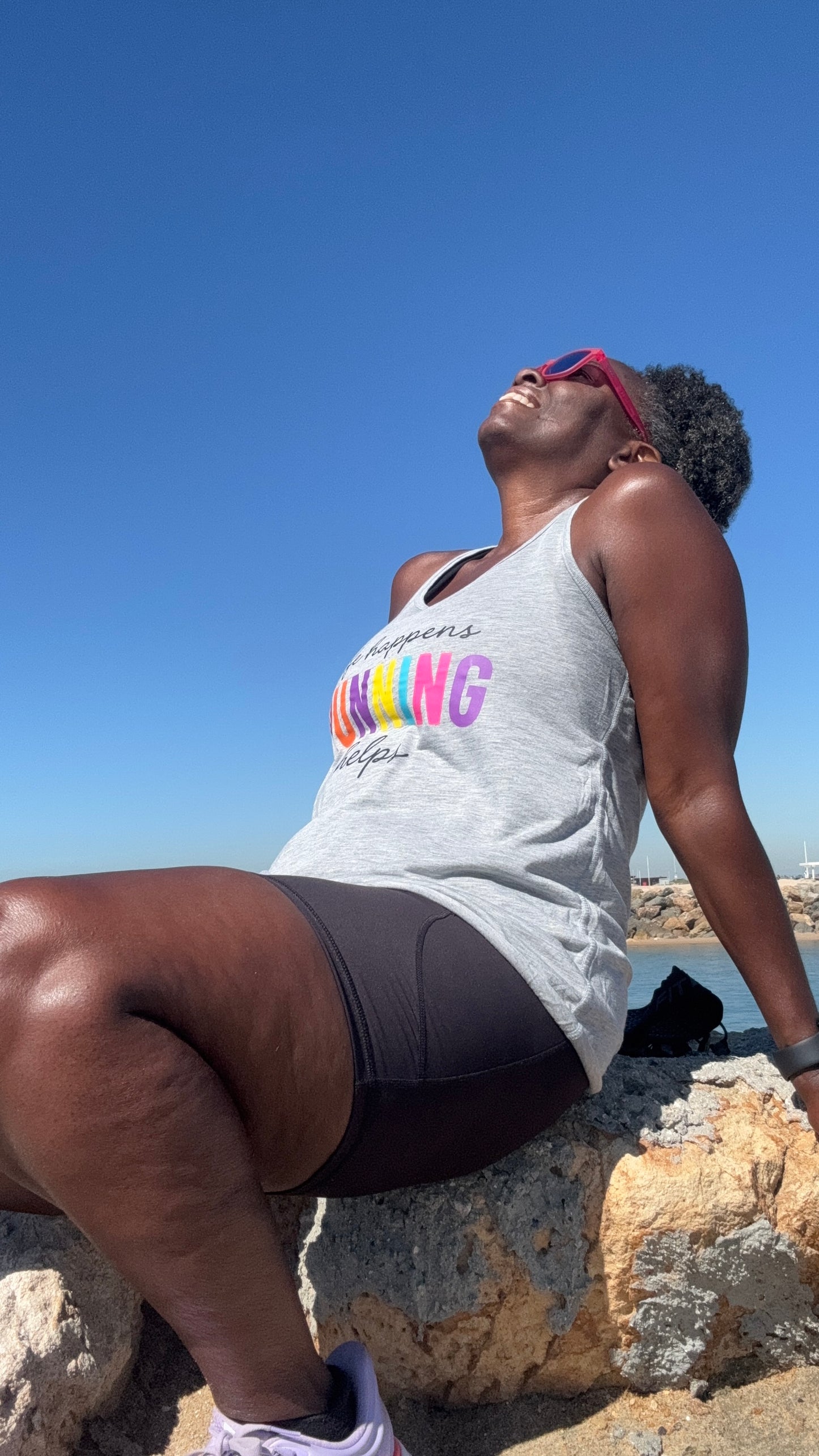 Life Happens Running Helps Racerback Tank Top