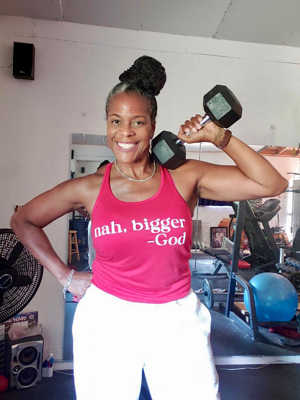 Nah, Bigger God Racerback Tank Top