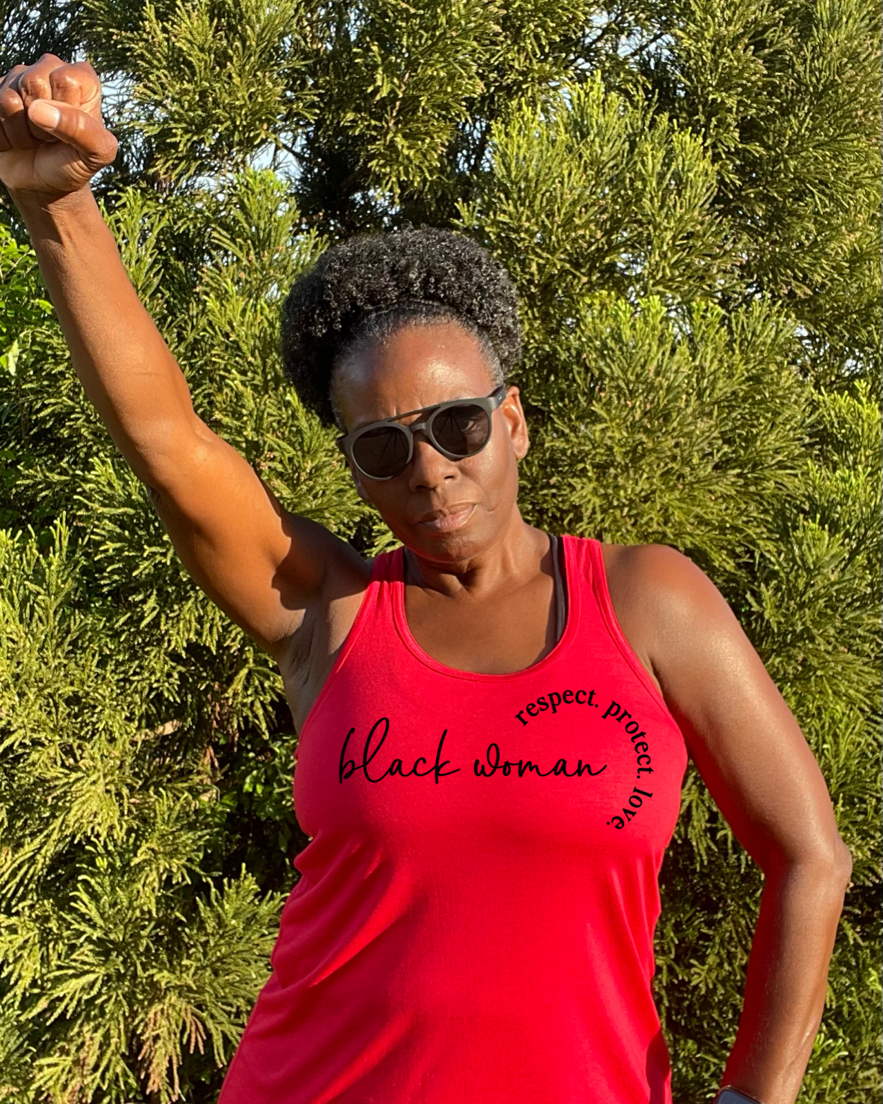 Black Woman Respect, Protect, Love  Racerback Tank Top