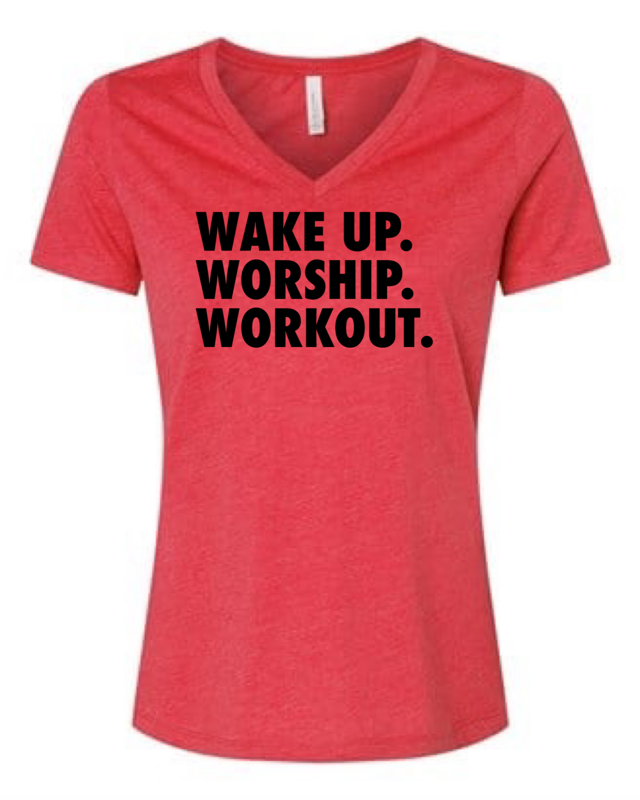 Wake Up Worship Workout Tri-Blend V-Neck T-shirt