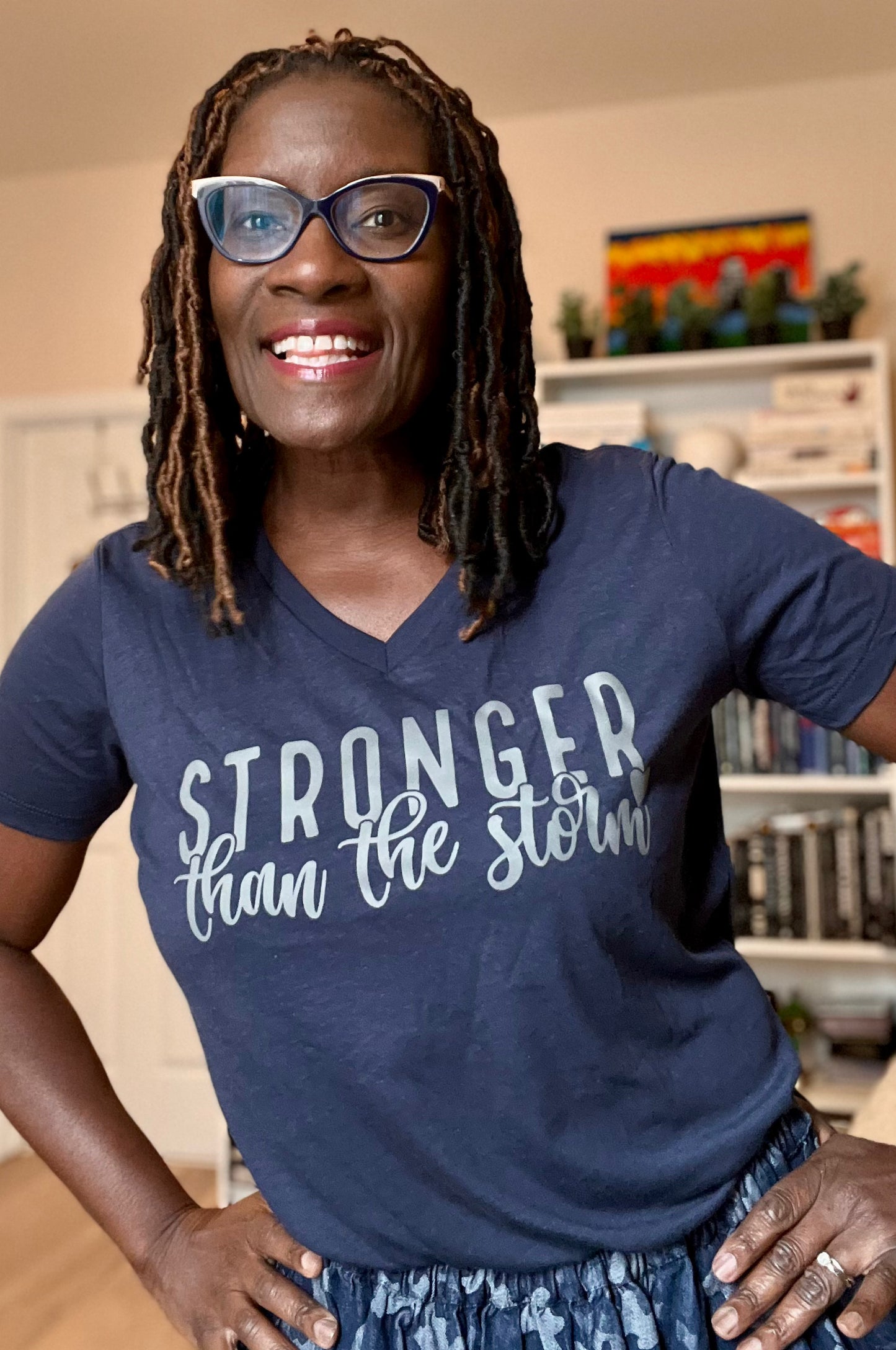 Stronger Than The Storm Tri- Blend V-Neck T-Shirt