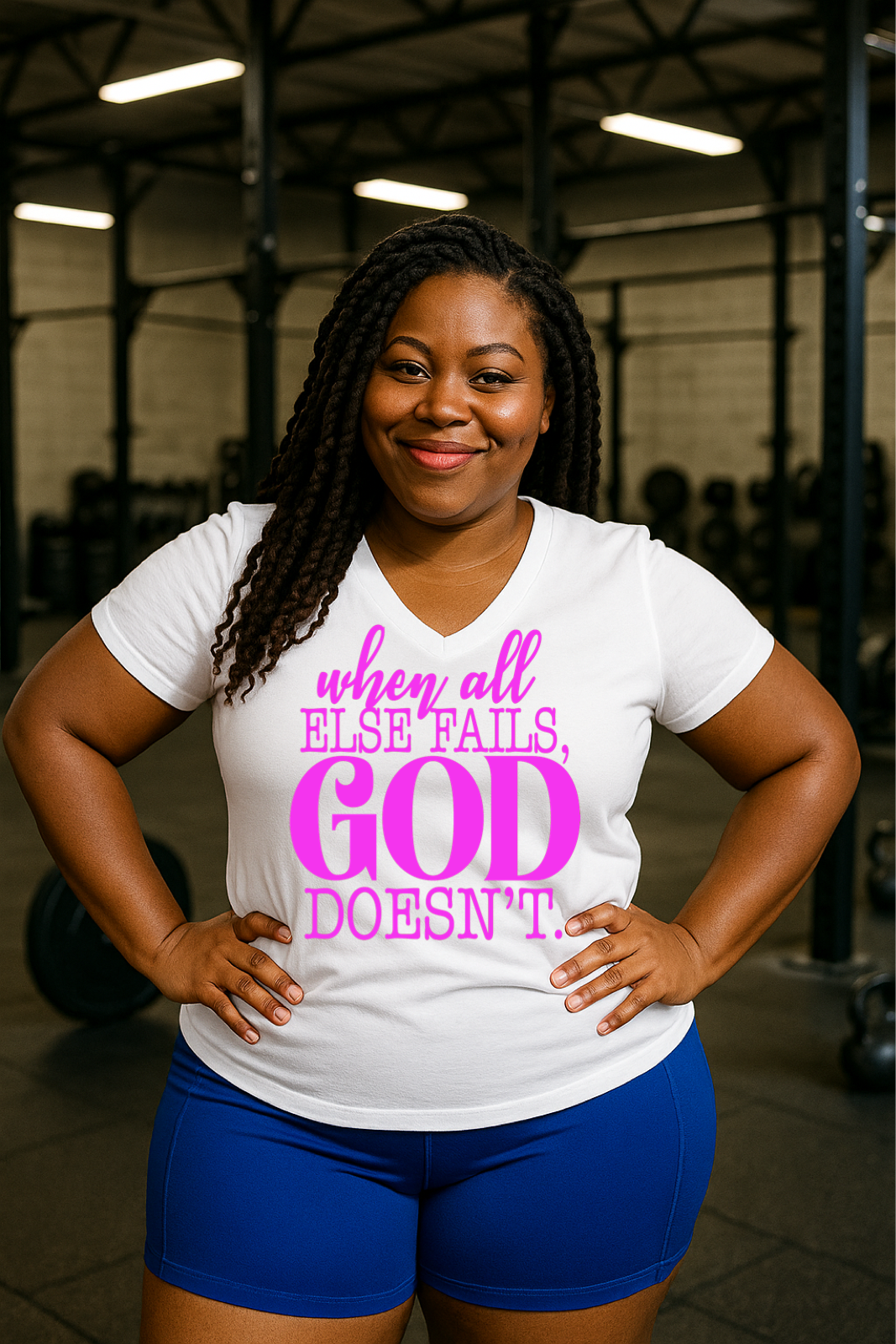 God Doesn't Fail Tri-Blend V-Neck T-shirt