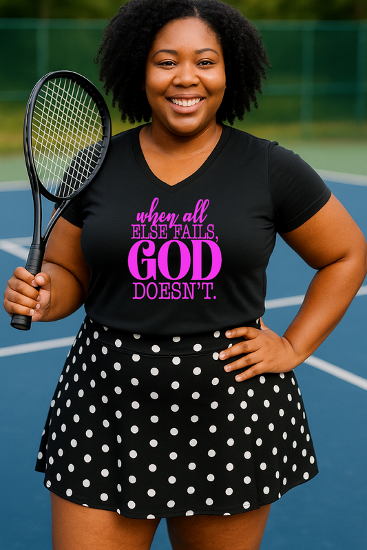God Doesn't Fail Tri-Blend V-Neck T-shirt