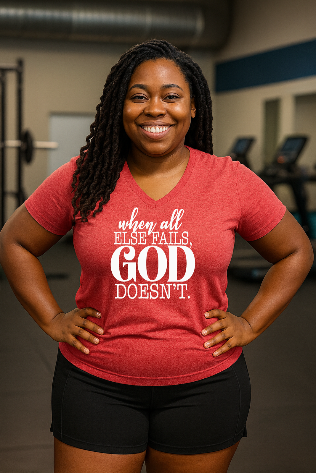 God Doesn't Fail Tri-Blend V-Neck T-shirt
