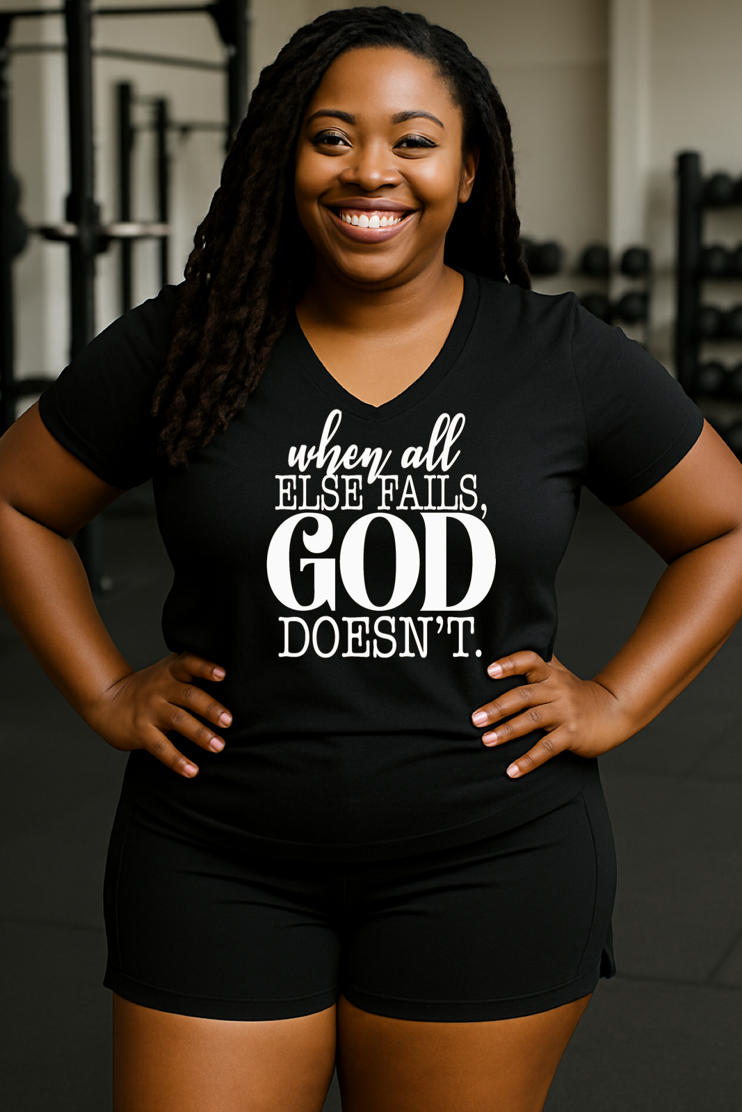 God Doesn't Fail Tri-Blend V-Neck T-shirt