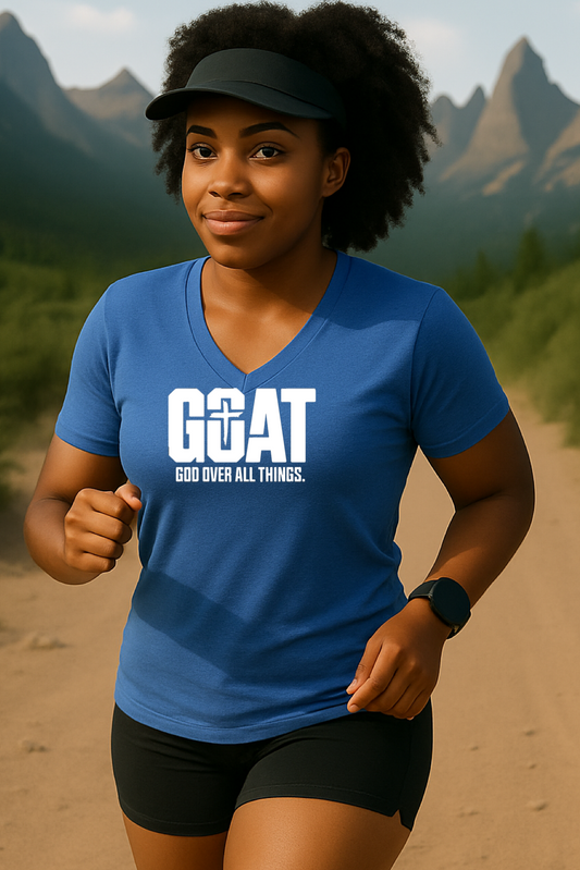 GOAT - God Over All Things Tri-Blend V-Neck T-shirt