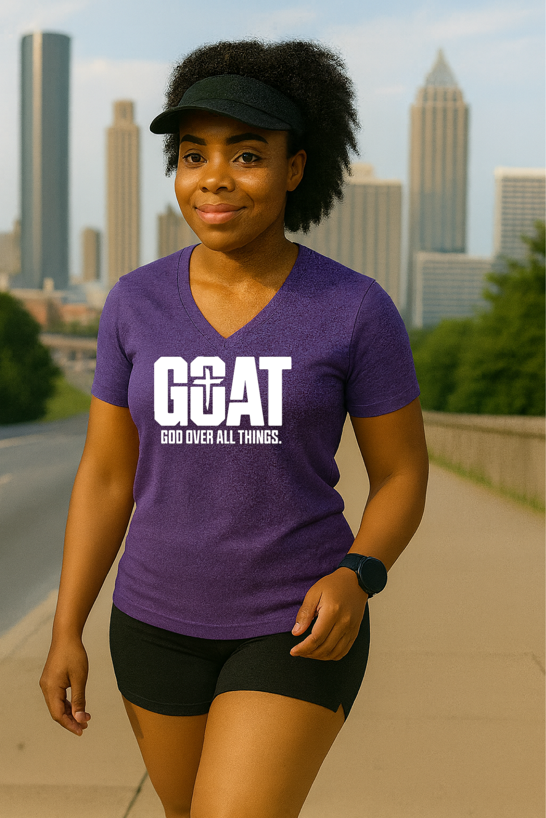 GOAT - God Over All Things Tri-Blend V-Neck T-shirt