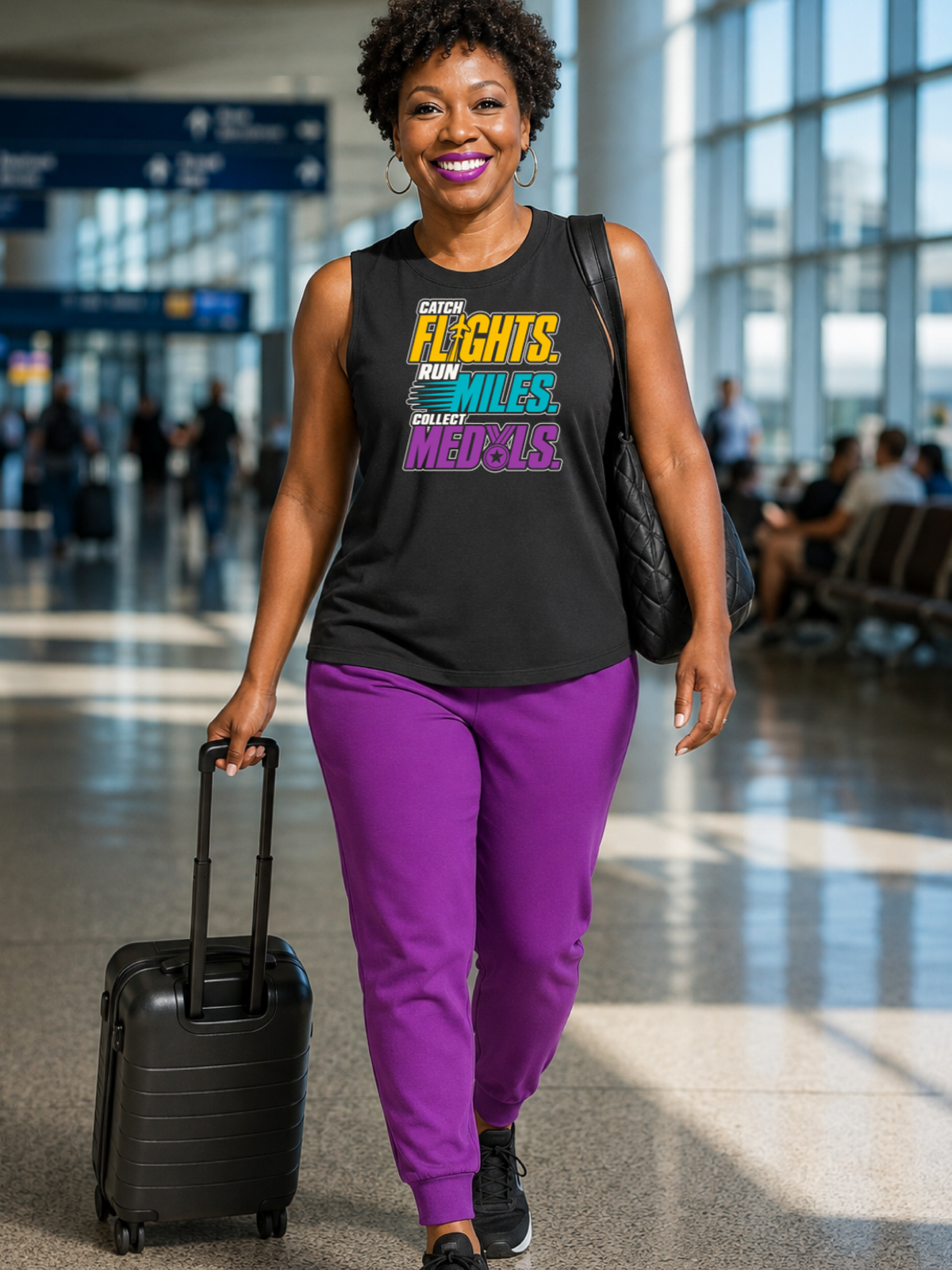 Catch Flights, Run Miles, Collect Medals Muscle tank