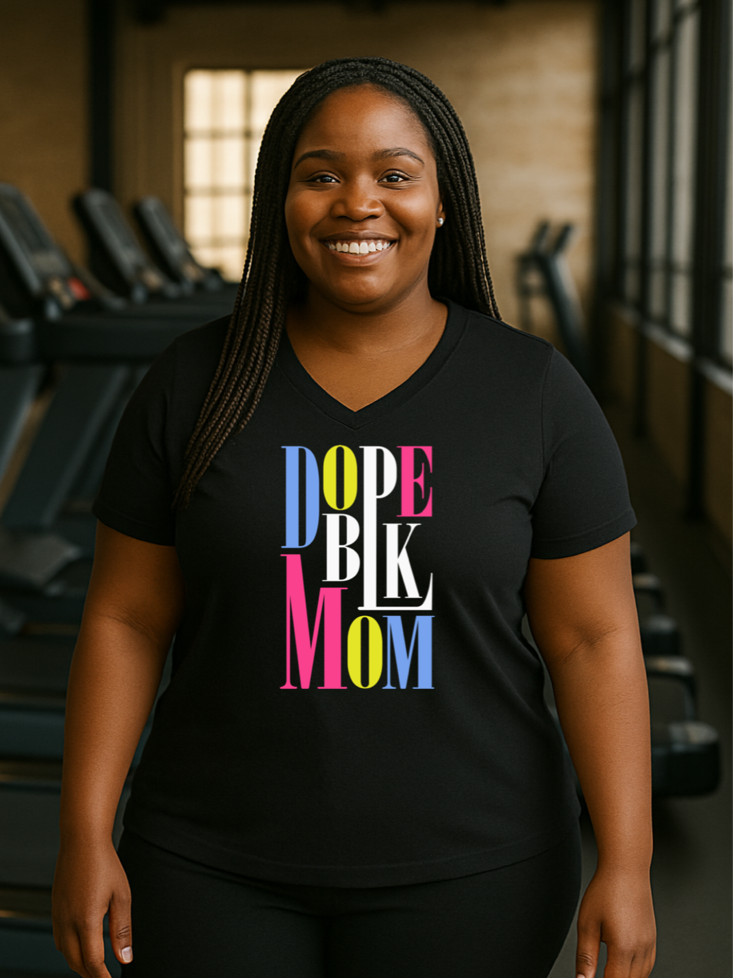 Dope Black Mom Tri- Blend V-Neck T-Shirt