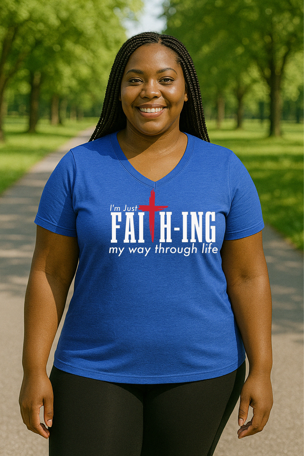 Faithing It Tri-Blend V Neck T-shirt