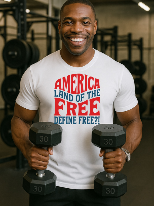 Men's America Land of the Free, Define Free?! Tri-Blend T-Shirt