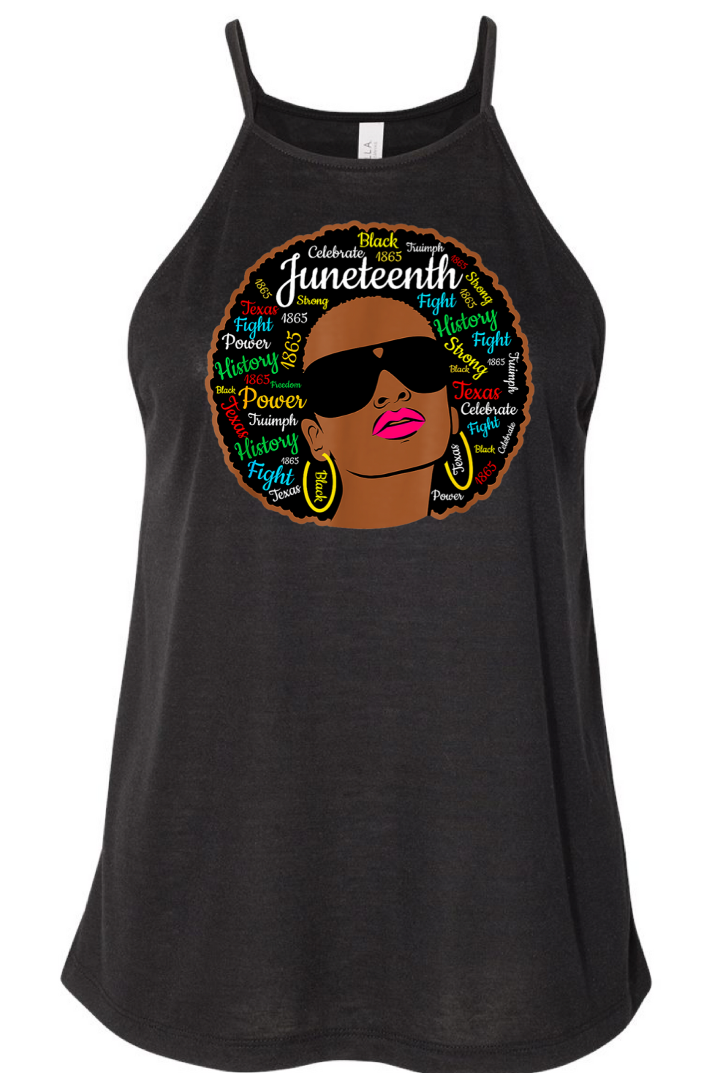 Black Juneteenth spaghetti strap tank fop
