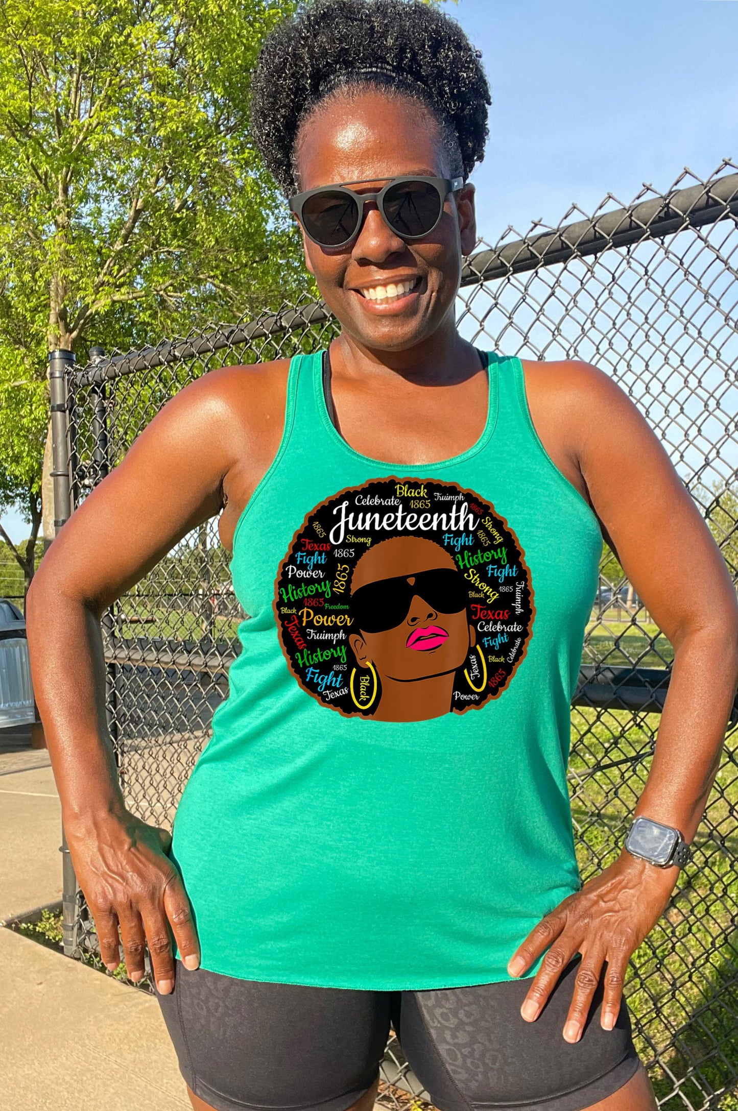 Green Juneteenth tank top