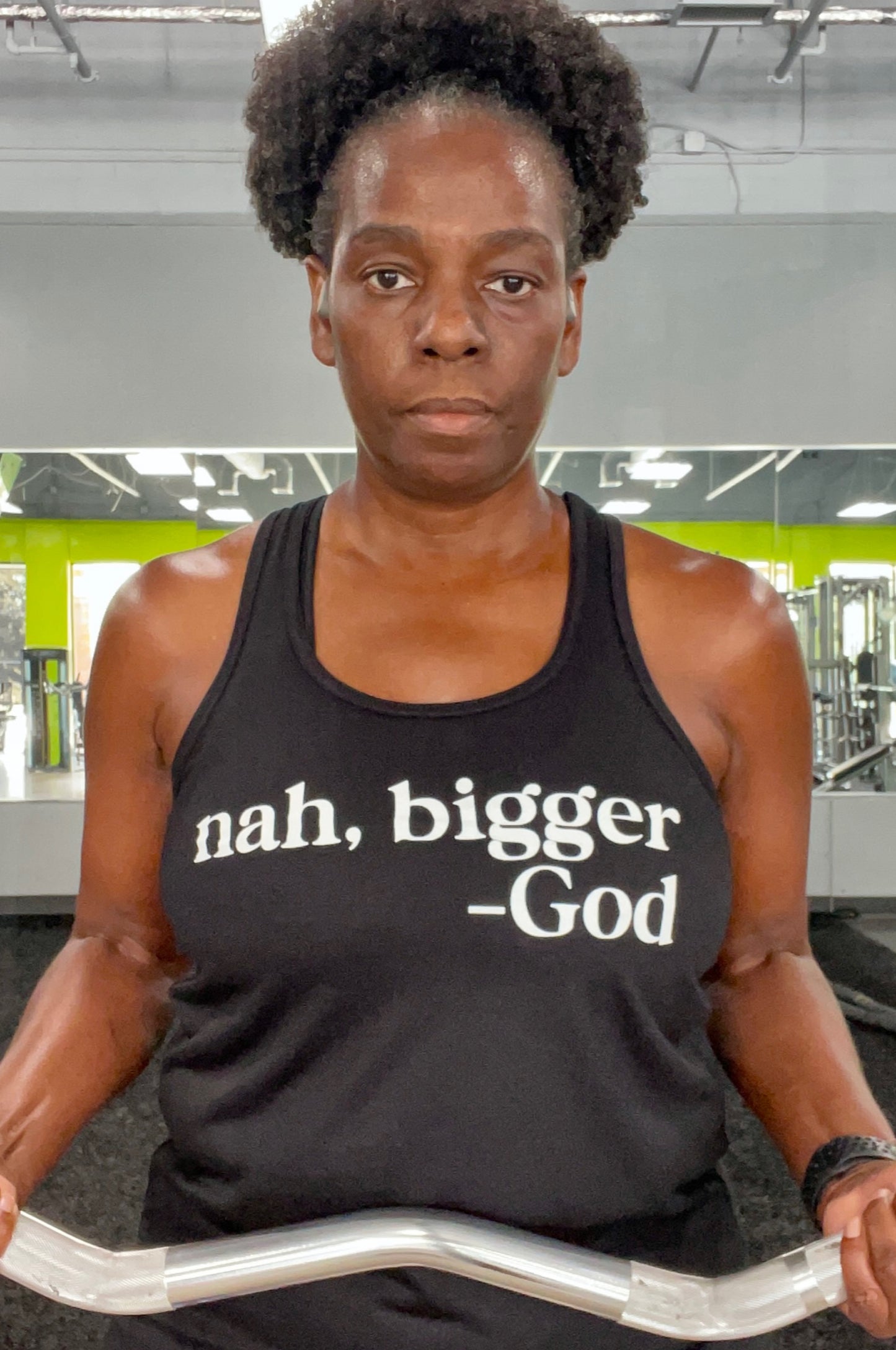 Nah, Bigger God Racerback Tank Top