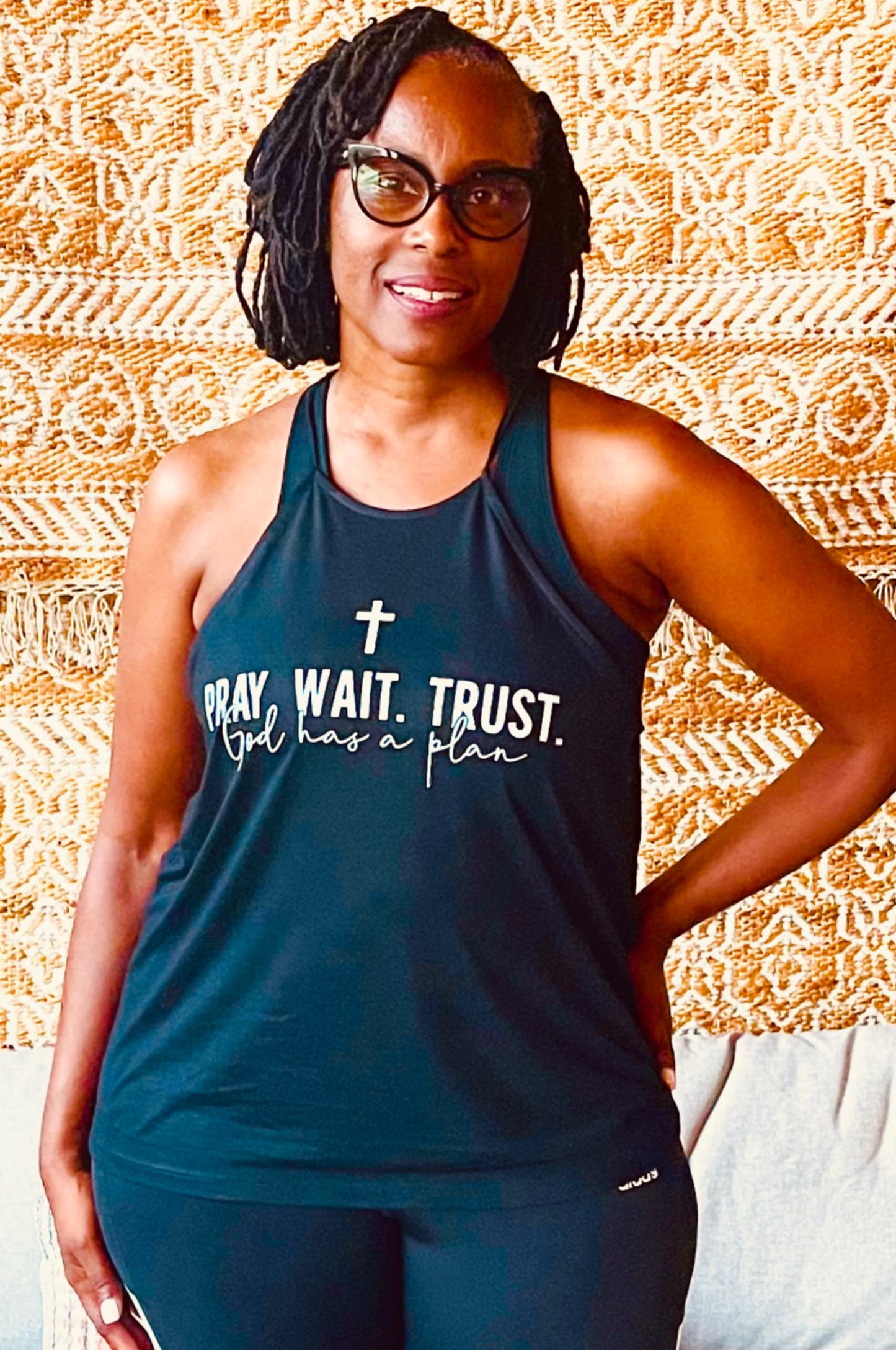 Pray Wait Trust God Has A Plan String tank