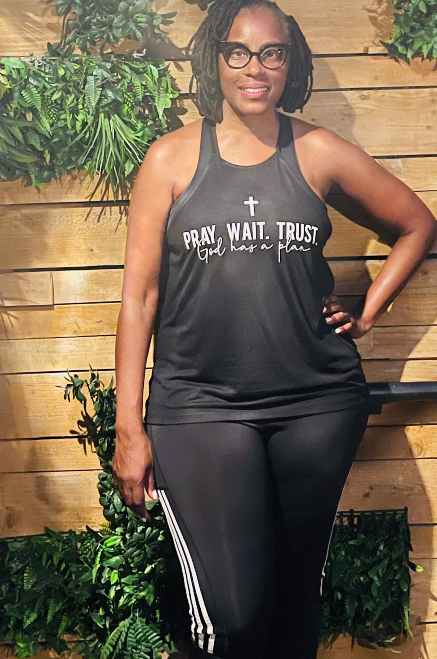 Pray Wait Trust God Has A Plan String tank