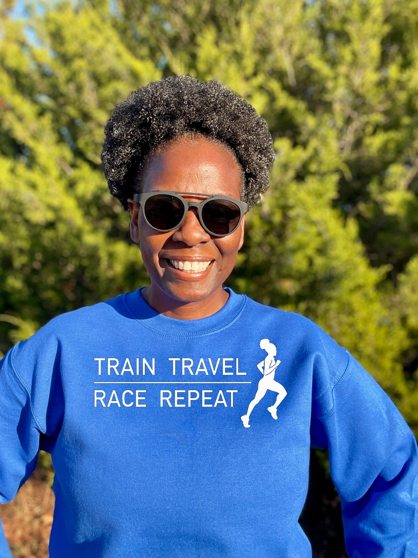 Train Travel Race Repeat Crewneck Sweatshirt