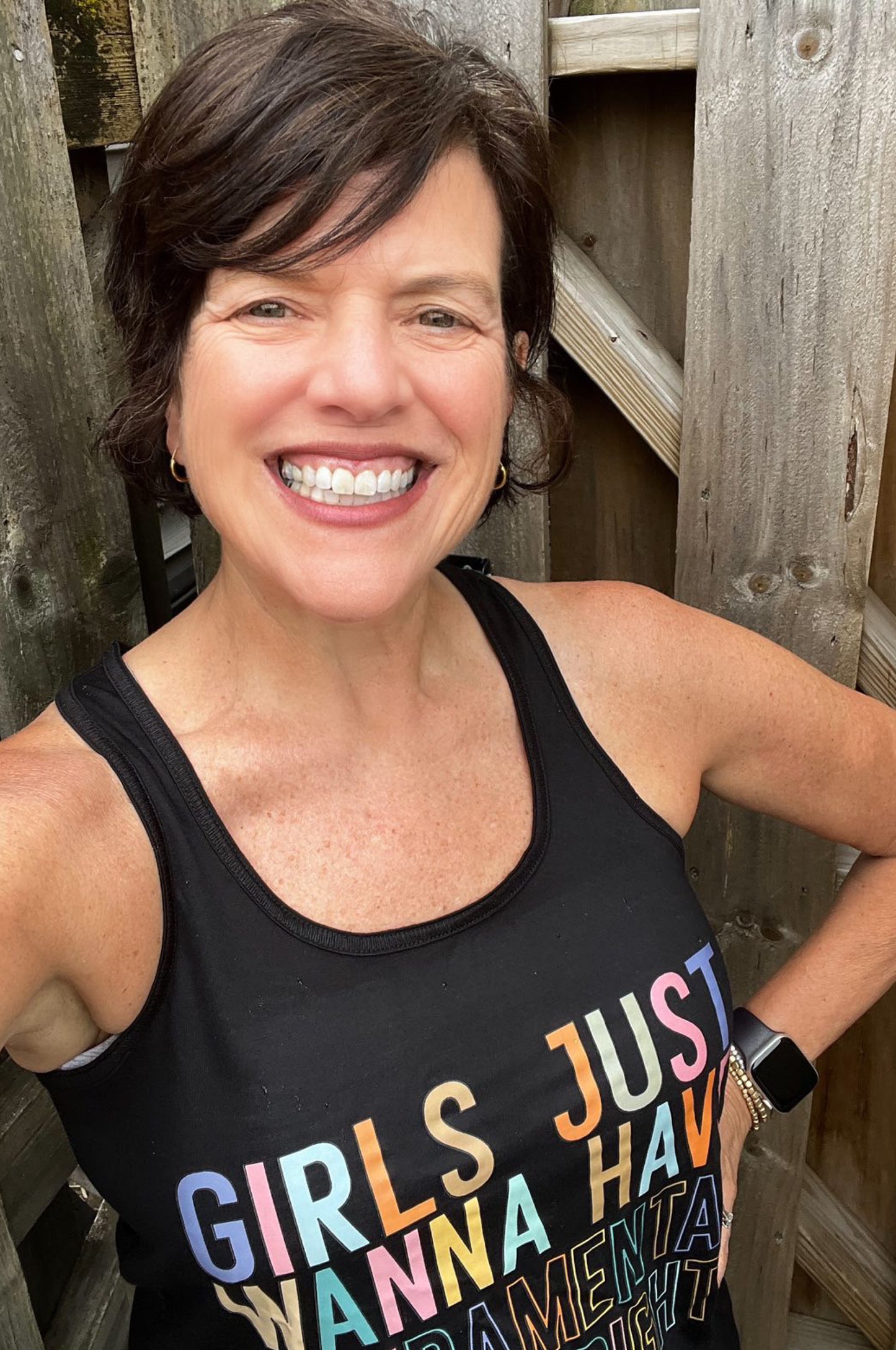 Black Racerback tank top that says Girls Just Wanna have Fundamental Human Rights