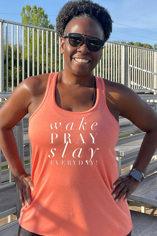 Wake Pray Slay Racerback Tank Top