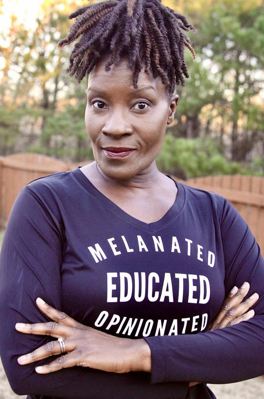 Melanated Educated Opinionated Long Sleeve Long Sleeve T Sport Tek