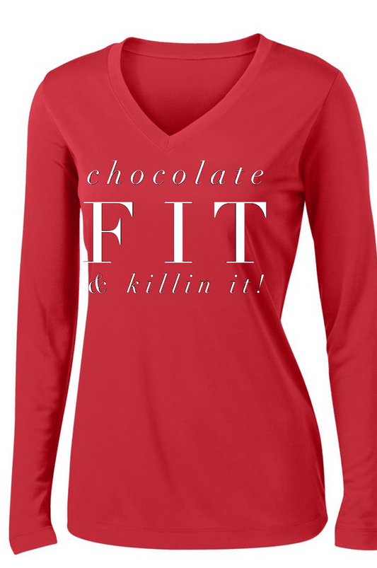 Chocolate Fit & Killin' It! Long Sleeve T Long Sleeve T Sport Tek S Red