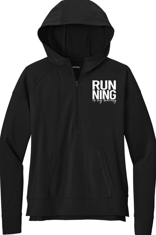 Running is My Therapy 1/4 Zip Performance Hoodie