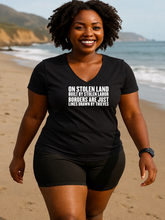 On Stolen Land Tri- Blend V-Neck T-Shirt