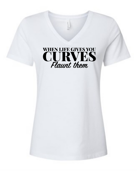 Flaunt YOur Curves  Tri-Blend V-Neck T-shirt