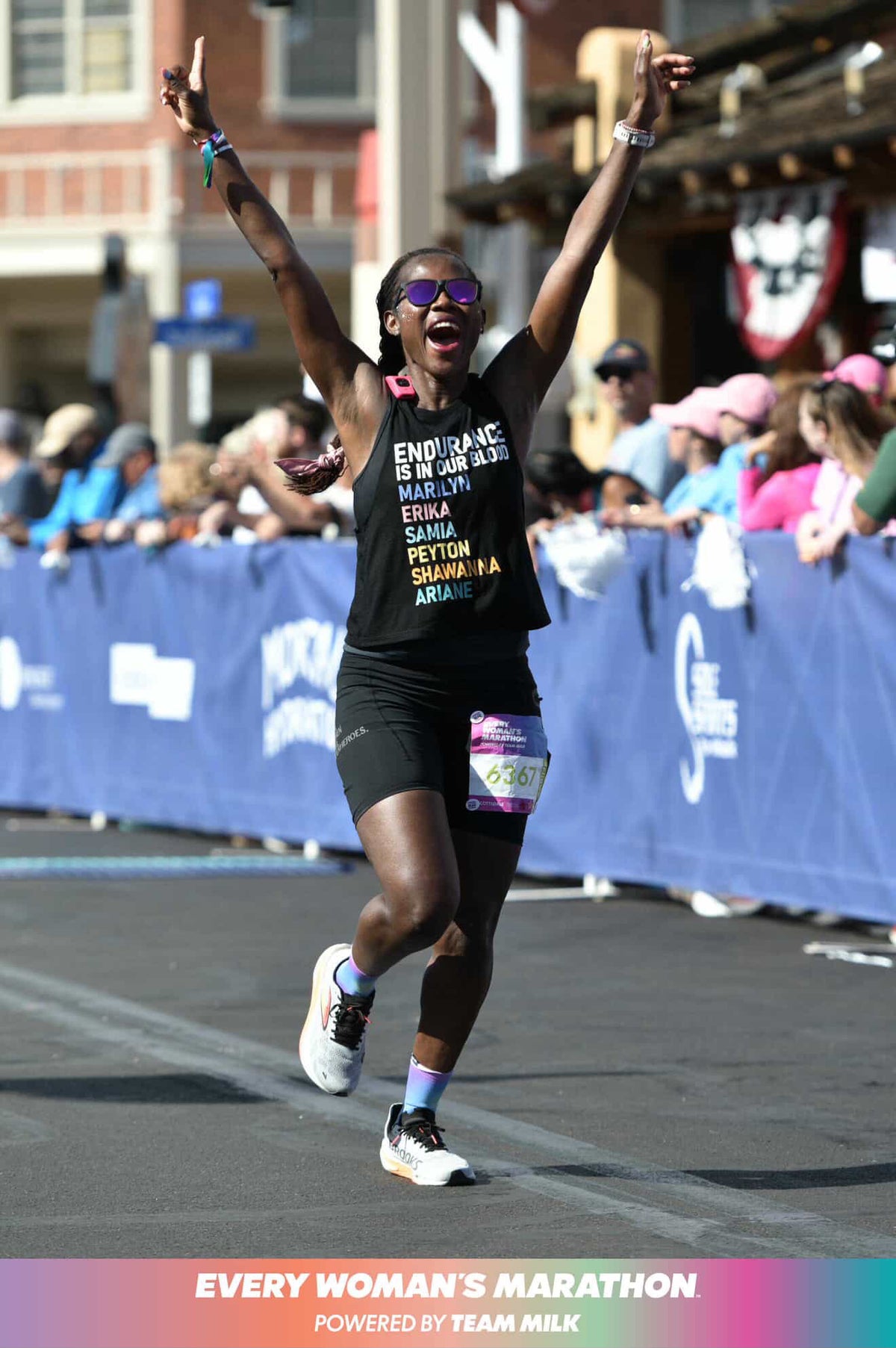 Endurance is in our Blood Black Female Marathoners Muscle Tank