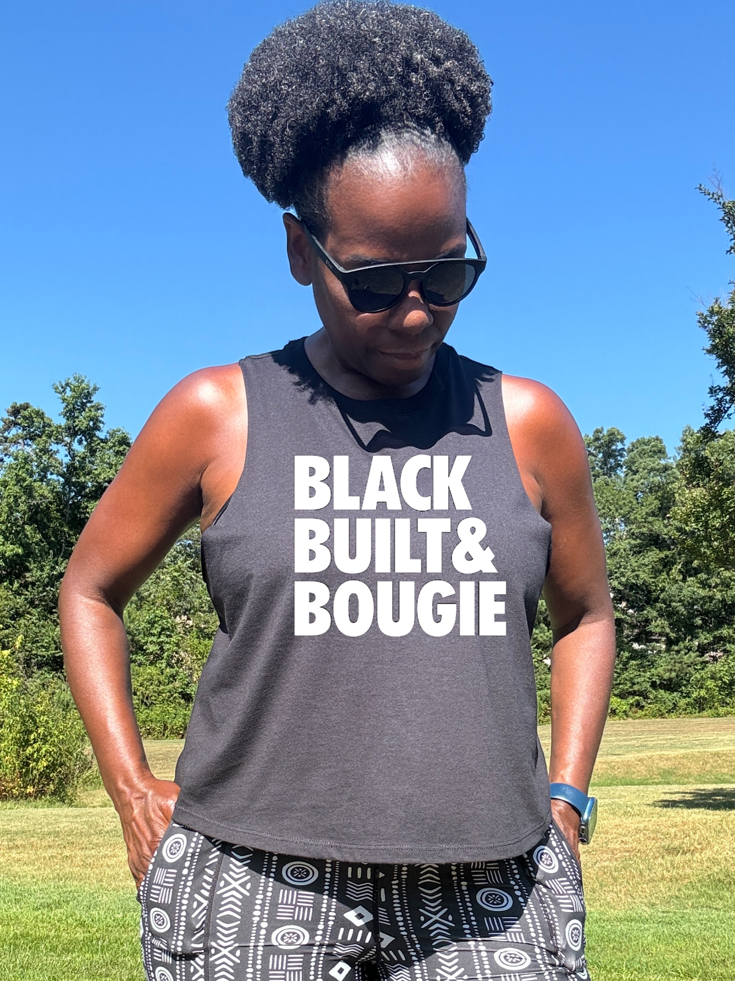 Black Built Bougie Racerback Crop Tank