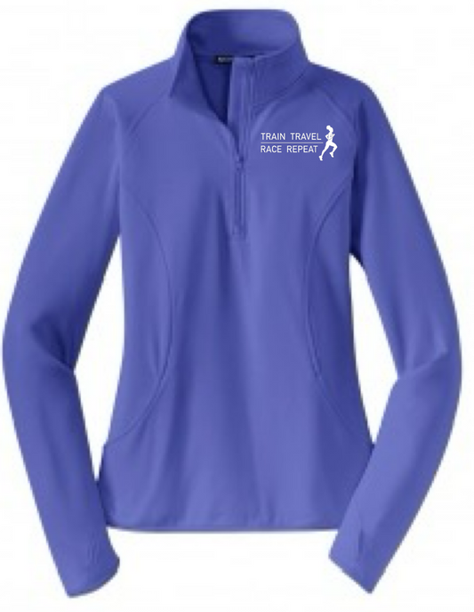 Train Travel Race Repeat 1/4 Zip Performance Pullover