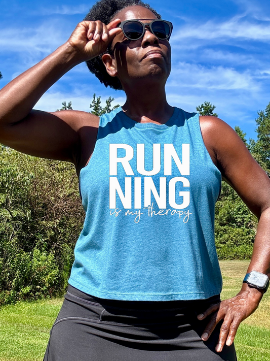 Running is My Therapy Racerback Crop Tank