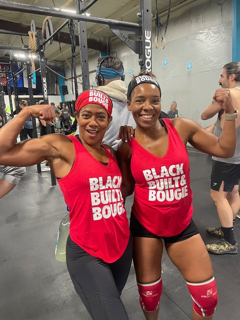 Red workout tank top that says Black Built bougie 