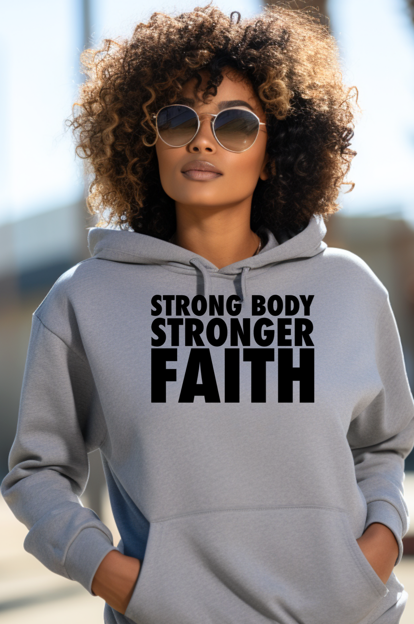 Strong Body Stronger Faith Bright Colors Hoodie