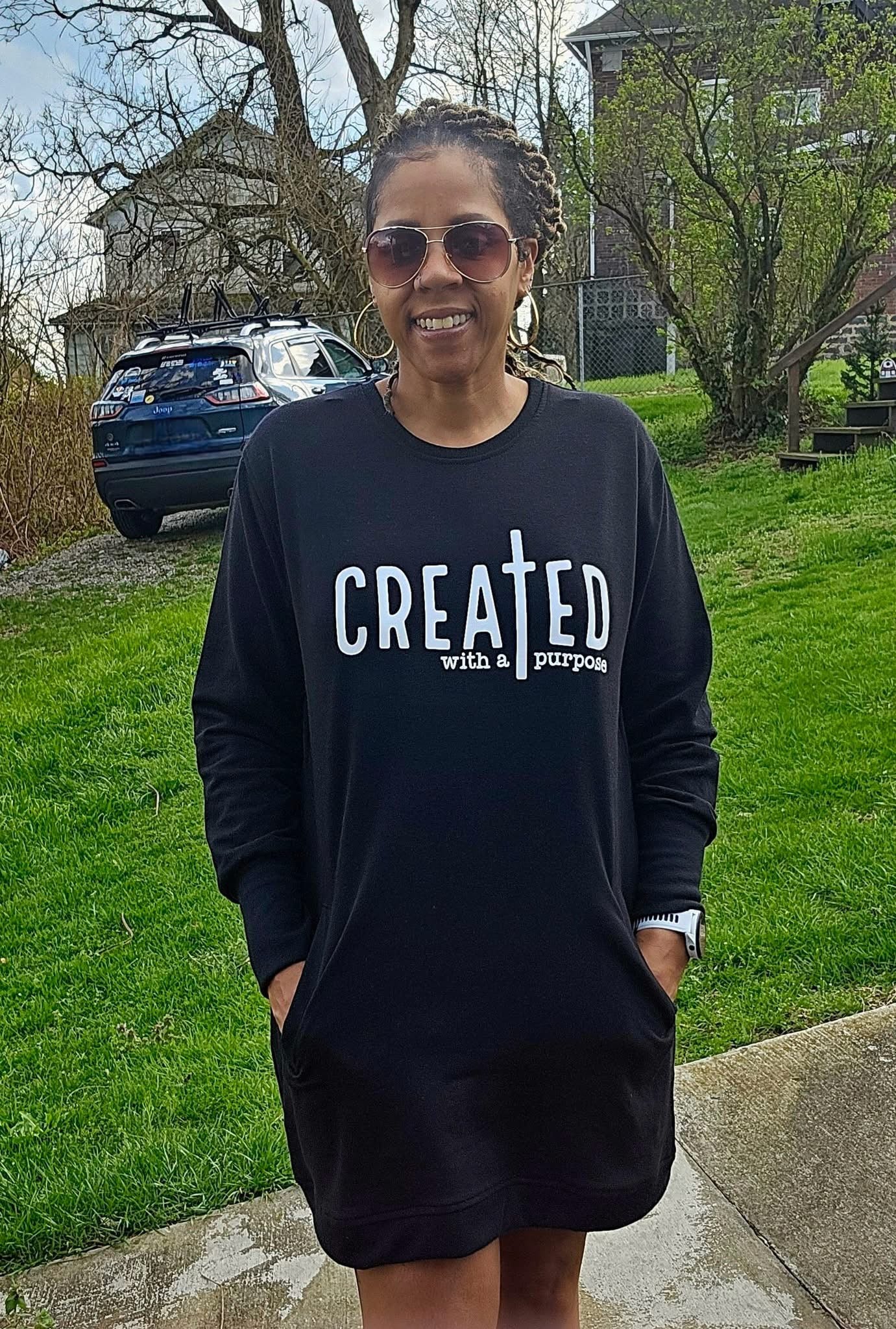Created With A Purpose Sweatshirt Dress|Cute and comfy dress M / Black