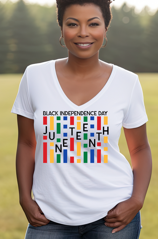 Black Independence Day Tri-Blend V-Neck T-shirt