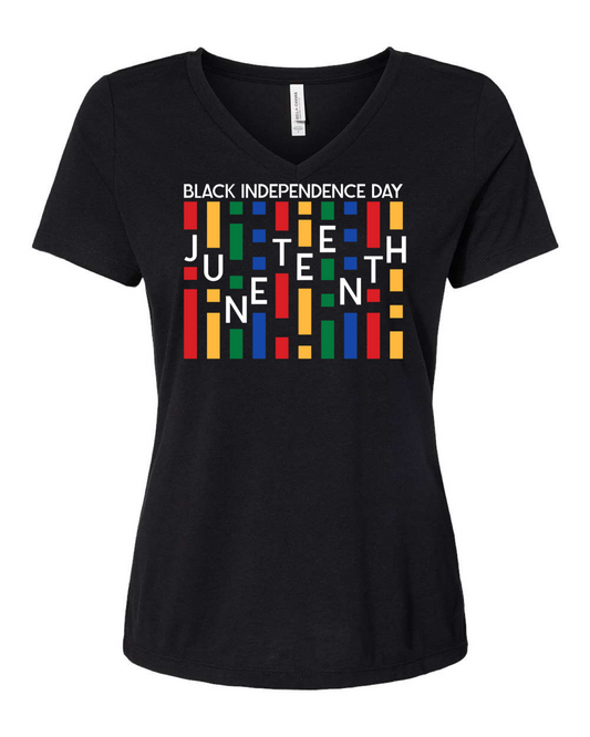 Black Independence Day Tri-Blend V-Neck T-shirt