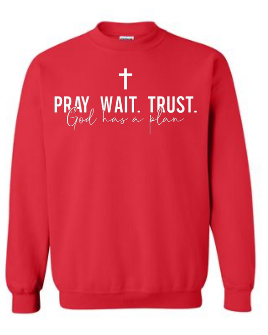 Men's Pray Wait Trust God Has A Plan Crewneck Sweatshirt