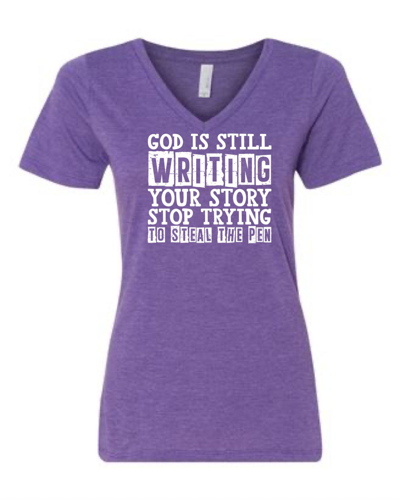 God is Still Writing Your Story Tri Blend V-Neck T-Shirt