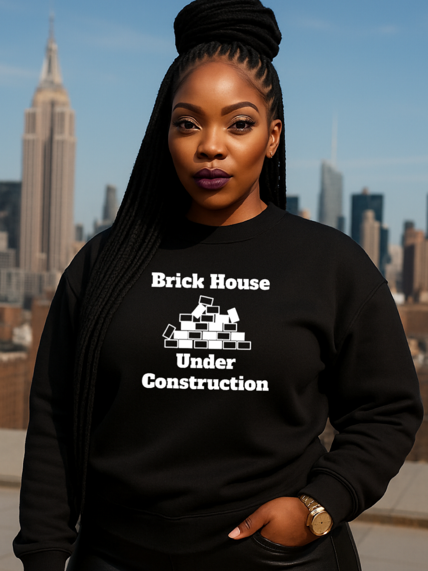 Brick House Under Construction  Crewneck Sweatshirt