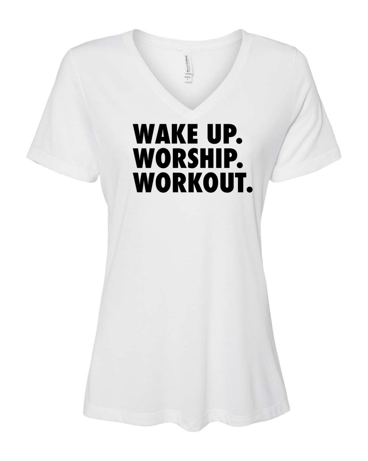 Wake Up Worship Workout Tri-Blend V-Neck T-shirt